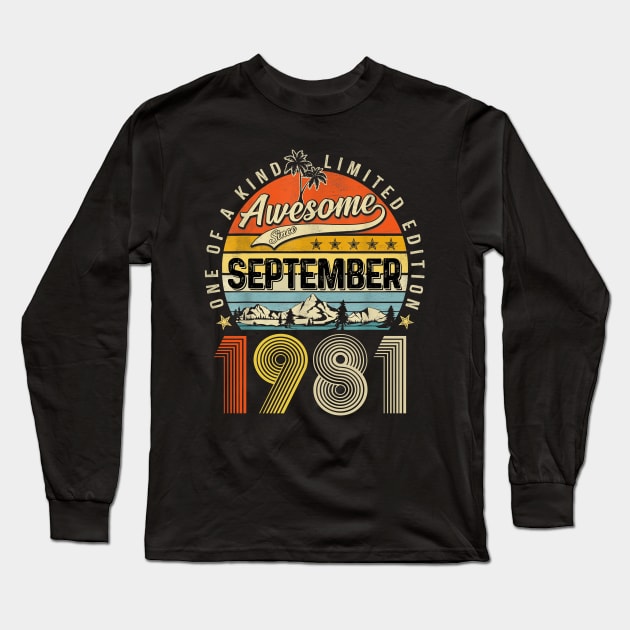 Awesome Since September 1981 Vintage 42nd Birthday Long Sleeve T-Shirt by Mhoon 